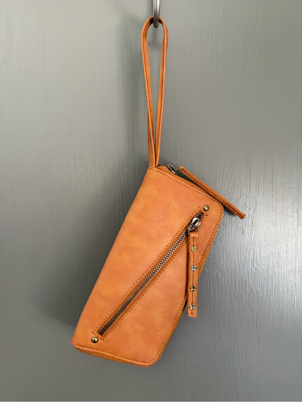 Free People Vegan Leather Wristlet Clutch with Stud Detail